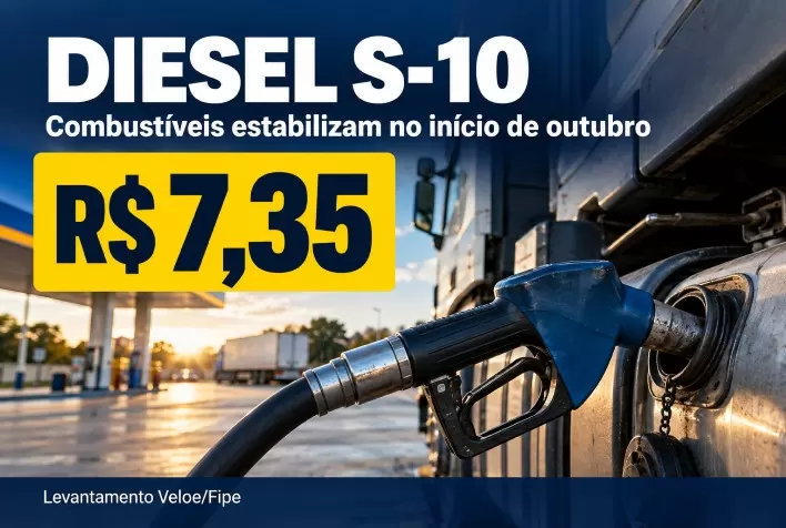 Diesel S-10 fica em R$ 7,35 e combustíveis estabilizam no início de outubro, aponta Veloe/Fipe