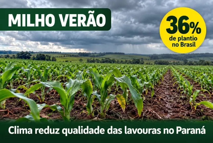 Milho verão chega a 36% de plantio no Brasil, mas clima reduz qualidade das lavouras no Paraná