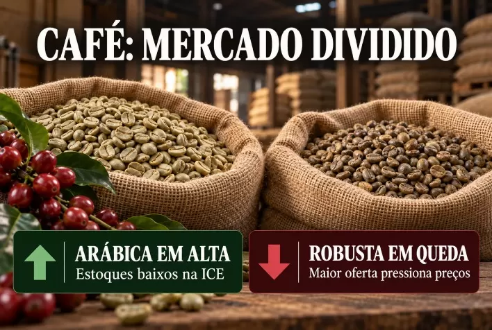 Café arábica sobe com estoques baixos na ICE; robusta recua com maior oferta