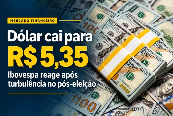 Dólar cai para R$ 5,35 e Ibovespa reage após forte turbulência no pós-eleição