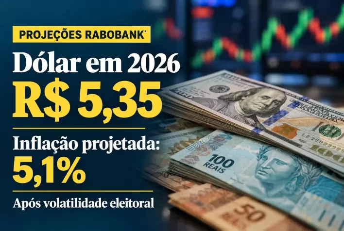 Rabobank mantém projeção de dólar a R$ 5,35 em 2026 após volatilidade eleitoral e vê inflação de 5,1%