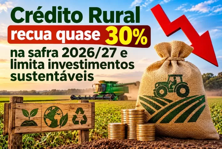 Crédito rural recua quase 30% na safra 2026/27 e limita investimentos sustentáveis