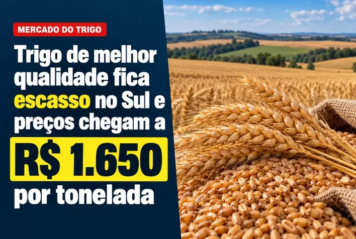 Trigo de melhor qualidade fica escasso no Sul e preços chegam a R$ 1.650 por tonelada