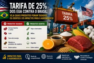 Tarifa de 25% dos EUA contra o Brasil: veja quais produtos foram taxados, os isentos e os impactos para o agronegócio