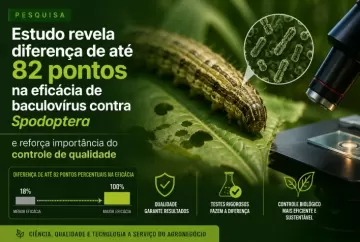 Estudo revela diferença de até 82 pontos na eficácia de baculovírus contra Spodoptera e reforça importância do controle de qualidade