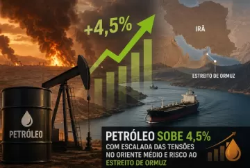 Petróleo sobe 4,5% com escalada das tensões no Oriente Médio e risco ao Estreito de Ormuz