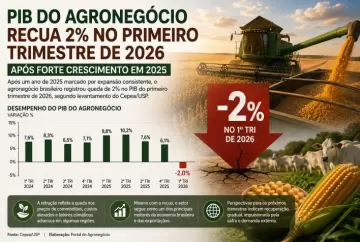 PIB do agronegócio recua 2% no primeiro trimestre de 2026 após forte crescimento em 2025