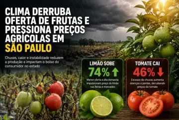 Clima derruba oferta de frutas e pressiona preços agrícolas em São Paulo; limão sobe 74% e tomate cai 46%