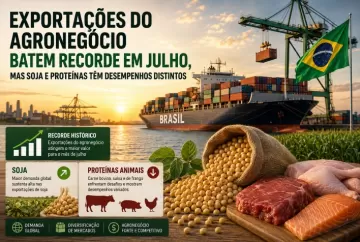 Exportações do agronegócio batem recorde em julho, mas soja e proteínas têm desempenhos distintos