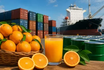 Exportações de suco de laranja batem maior volume para julho em três anos