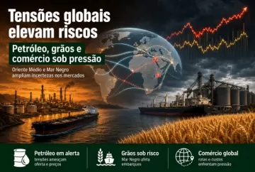 Tensões no Oriente Médio e no Mar Negro elevam riscos para petróleo, grãos e comércio global