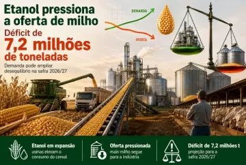 Etanol pressiona oferta de milho e déficit pode saltar para 7,2 milhões de toneladas em 2026/27