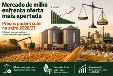 Mercado de milho enfrenta oferta mais apertada e risco de alta nos preços na safra 2026/27