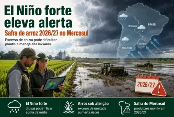 El Niño forte eleva alerta para safra de arroz 2026/27 no Mercosul