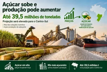 Açúcar sobe e Czarnikow elevará projeção de produção no Centro-Sul para até 39,5 milhões de toneladas