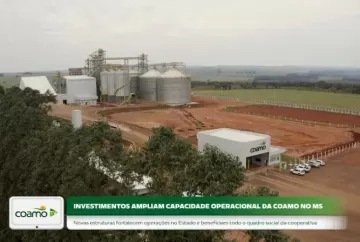 Coamo investe R$ 98 milhões por unidade e amplia armazenagem de grãos em Mato Grosso do Sul