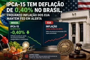 IPCA-15 tem deflação de 0,40% no Brasil, enquanto inflação dos EUA mantém Fed em alerta