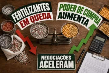 Queda dos fertilizantes melhora poder de compra do produtor e acelera negociações no Brasil