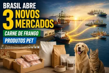 Brasil abre três novos mercados para exportações do agronegócio e amplia vendas de carne de frango e produtos pet