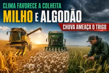 Clima favorece colheita de milho e algodão, mas excesso de chuva eleva risco para o trigo