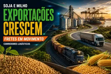Exportações de soja e milho crescem em 2026 e movimentam fretes nos principais corredores logísticos