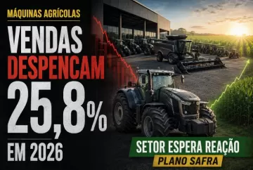 Vendas de máquinas agrícolas despencam 25,8% em 2026 e setor espera reação com Plano Safra