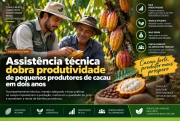 Assistência técnica dobra produtividade de pequenos produtores de cacau em dois anos