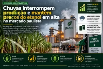 Chuvas interrompem produção e mantêm preços do etanol em alta no mercado paulista
