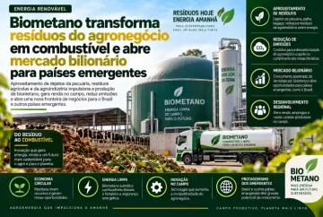 Biometano transforma resíduos do agronegócio em combustível e abre mercado bilionário para países emergentes