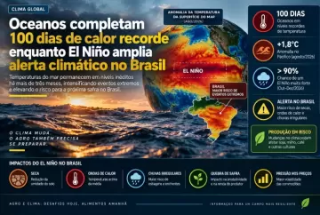 Oceanos completam 100 dias de calor recorde enquanto El Niño amplia alerta climático no Brasil