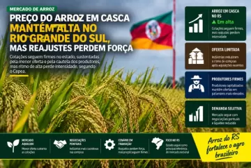 Preço do arroz em casca mantém alta no Rio Grande do Sul, mas reajustes perdem força