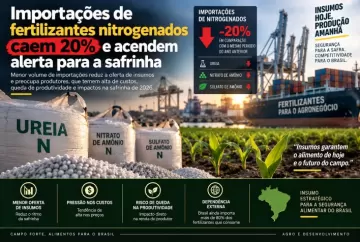 Importações de fertilizantes nitrogenados caem 20% e acendem alerta para a safrinha