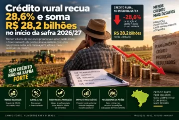 Crédito rural recua 28,6% e soma R$ 28,2 bilhões no início da safra 2026/27