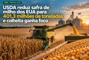 USDA reduz safra de milho dos EUA para 401,3 milhões de toneladas e colheita ganha foco