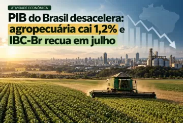 PIB do Brasil desacelera: agropecuária cai 1,2% e IBC-Br recua em julho
