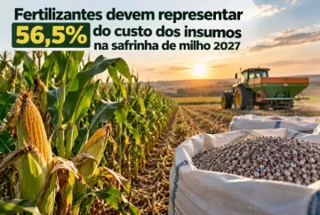 Fertilizantes devem representar 56,5% do custo dos insumos na safrinha de milho 2027