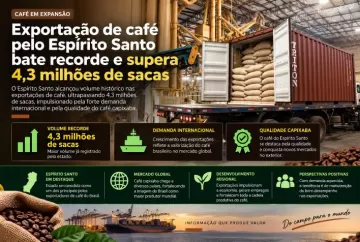 Exportação de café pelo Espírito Santo bate recorde e supera 4,3 milhões de sacas