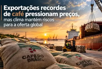 Exportações recordes de café pressionam preços, mas clima mantém riscos para a oferta global