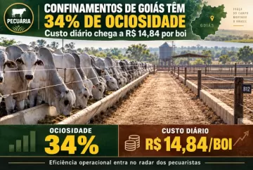 Confinamentos de Goiás têm 34% de ociosidade e custo diário de R$ 14,84 por boi