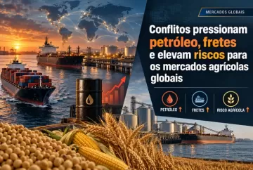 Conflitos pressionam petróleo, fretes e elevam riscos para os mercados agrícolas globais
