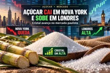 Açúcar cai em Nova York e sobe em Londres; cristal avança no mercado paulista