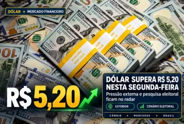 Dólar supera R$ 5,20 nesta segunda-feira com pressão externa e pesquisa eleitoral no radar