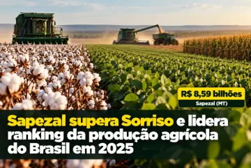 Sapezal supera Sorriso e lidera ranking da produção agrícola do Brasil em 2025