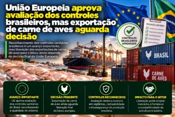 União Europeia aprova avaliação dos controles brasileiros, mas exportação de carne de aves aguarda decisão