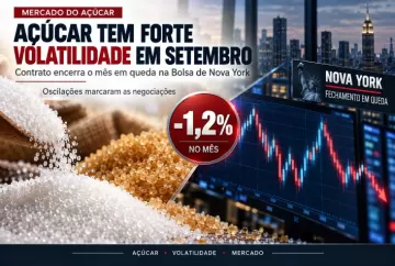 Açúcar tem forte volatilidade em setembro e fecha em queda de 1,2% em Nova York