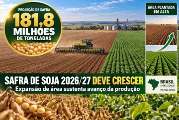 Safra de soja 2026/27 deve chegar a 181,8 milhões de toneladas com expansão de área, prevê Safras
