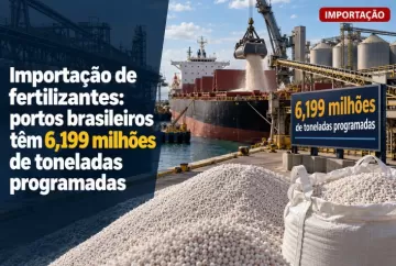 Importação de fertilizantes: portos brasileiros têm 6,199 milhões de toneladas programadas
