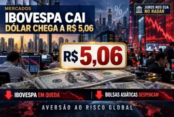 Ibovespa cai e dólar chega a R$ 5,06 com tombo das bolsas asiáticas e temor sobre juros nos EUA