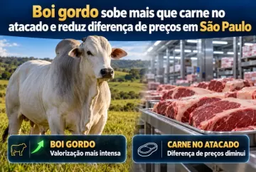 Boi gordo sobe mais que carne no atacado e reduz diferença de preços em São Paulo