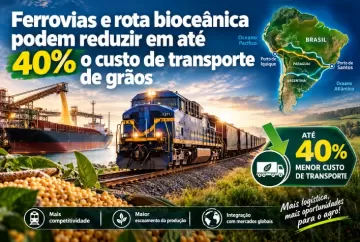 Ferrovias e rota bioceânica podem reduzir em até 40% o custo de transporte de grãos